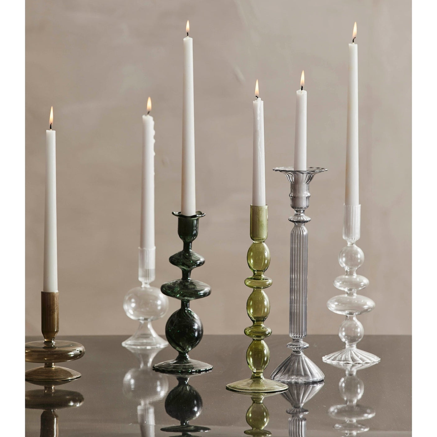 ERISKA lysestaker i glass - h12 cm - røykfarget Nordal CANDLEHOLD