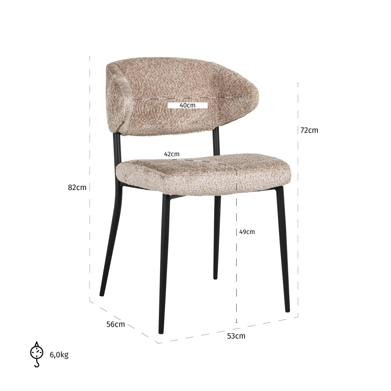 Spisestol Bea sheep natural sett med 2 Richmond Interiors Spisestol