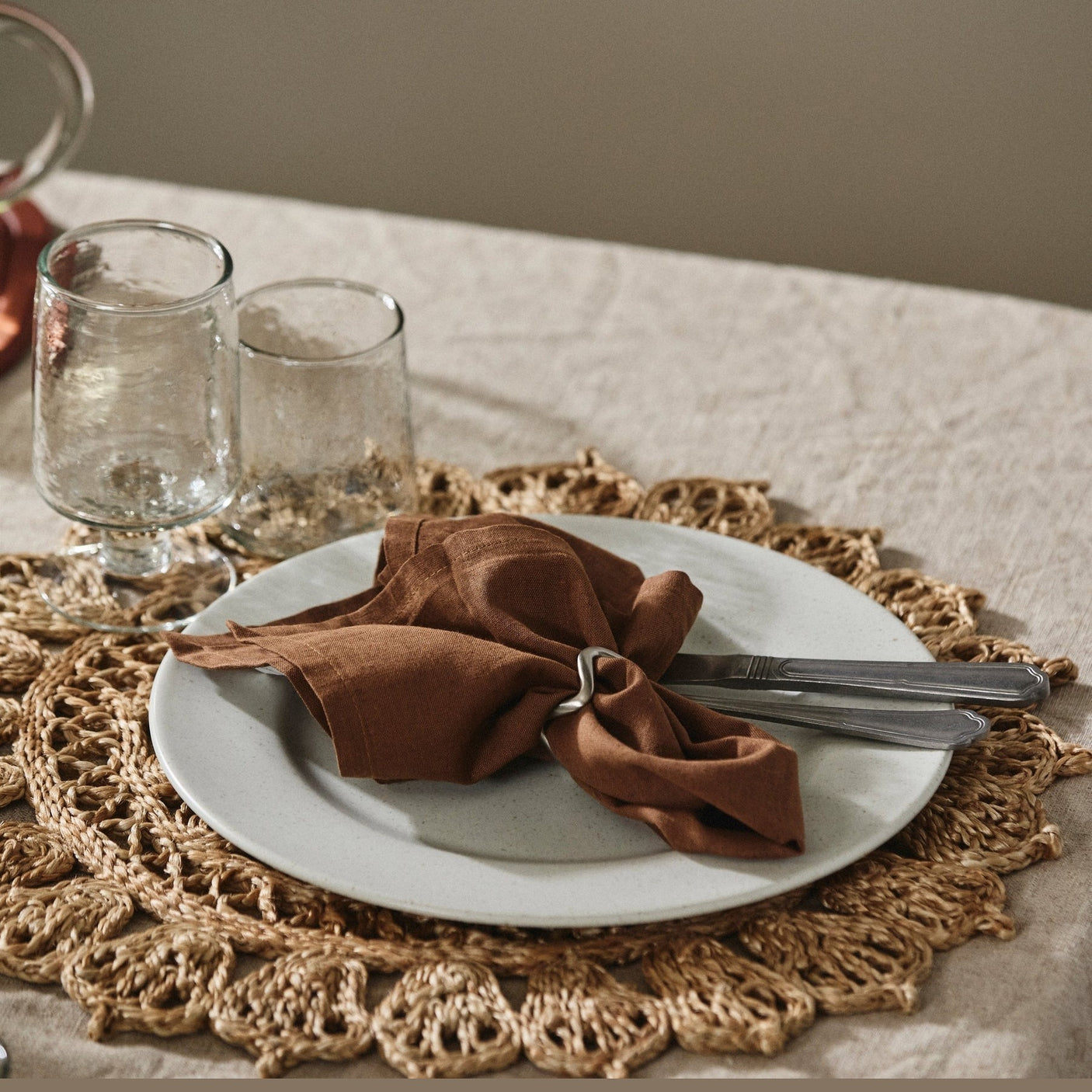 Stofftørkle i bomull - 40x40 cm - brun Nordal TABLECLOTH