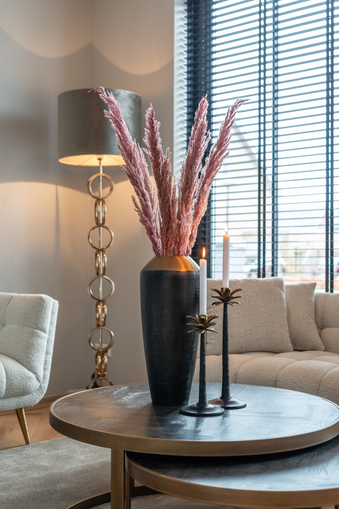 Salongbord Blackbone Brass svart rustikk sett med 2 Richmond Interiors Sofabord