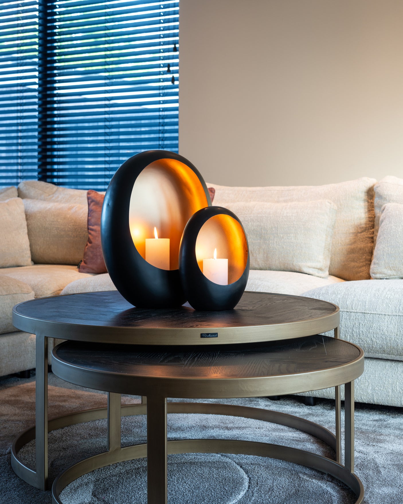 Salongbord Blackbone Brass svart rustikk sett med 2 Richmond Interiors Sofabord