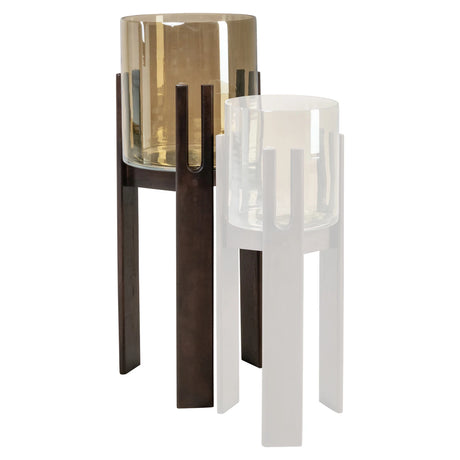 Hurricane light Reese valnøtt stor Richmond Interiors Lanterne og lysglass