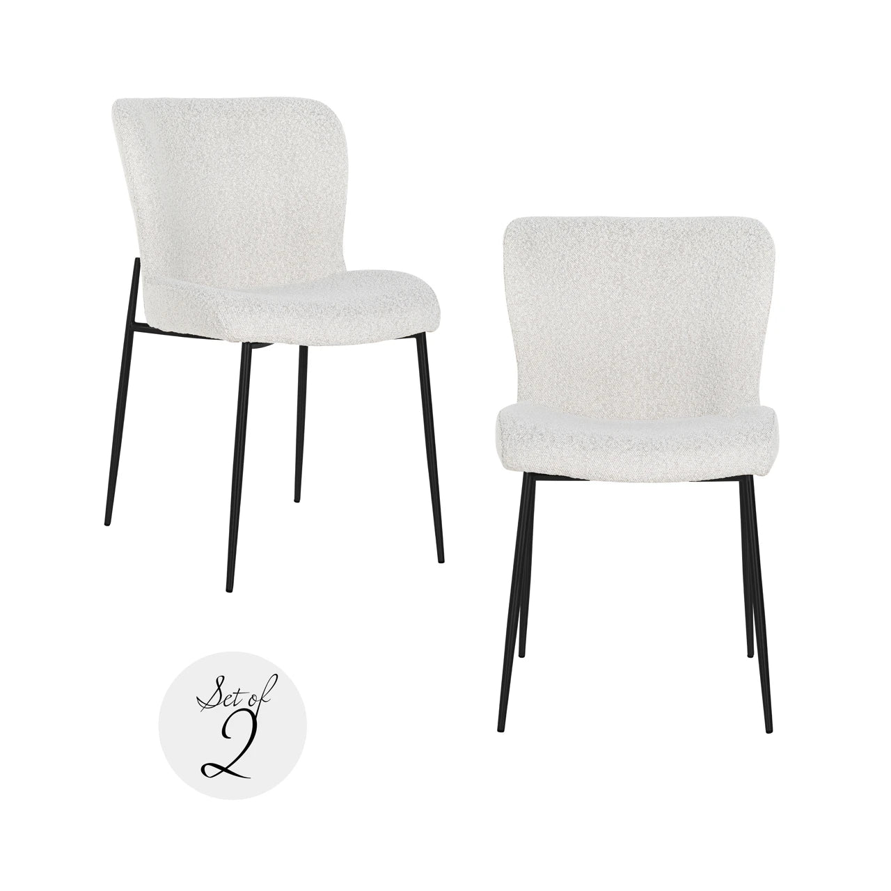 Spisestol Darby hvit bouclé sett med 2 Richmond Interiors Spisestol