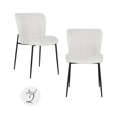 Spisestol Darby hvit bouclé sett med 2 Richmond Interiors Spisestol