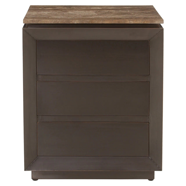 Nightstand Russo askebrun 3 skuffer Richmond Interiors Nattbord