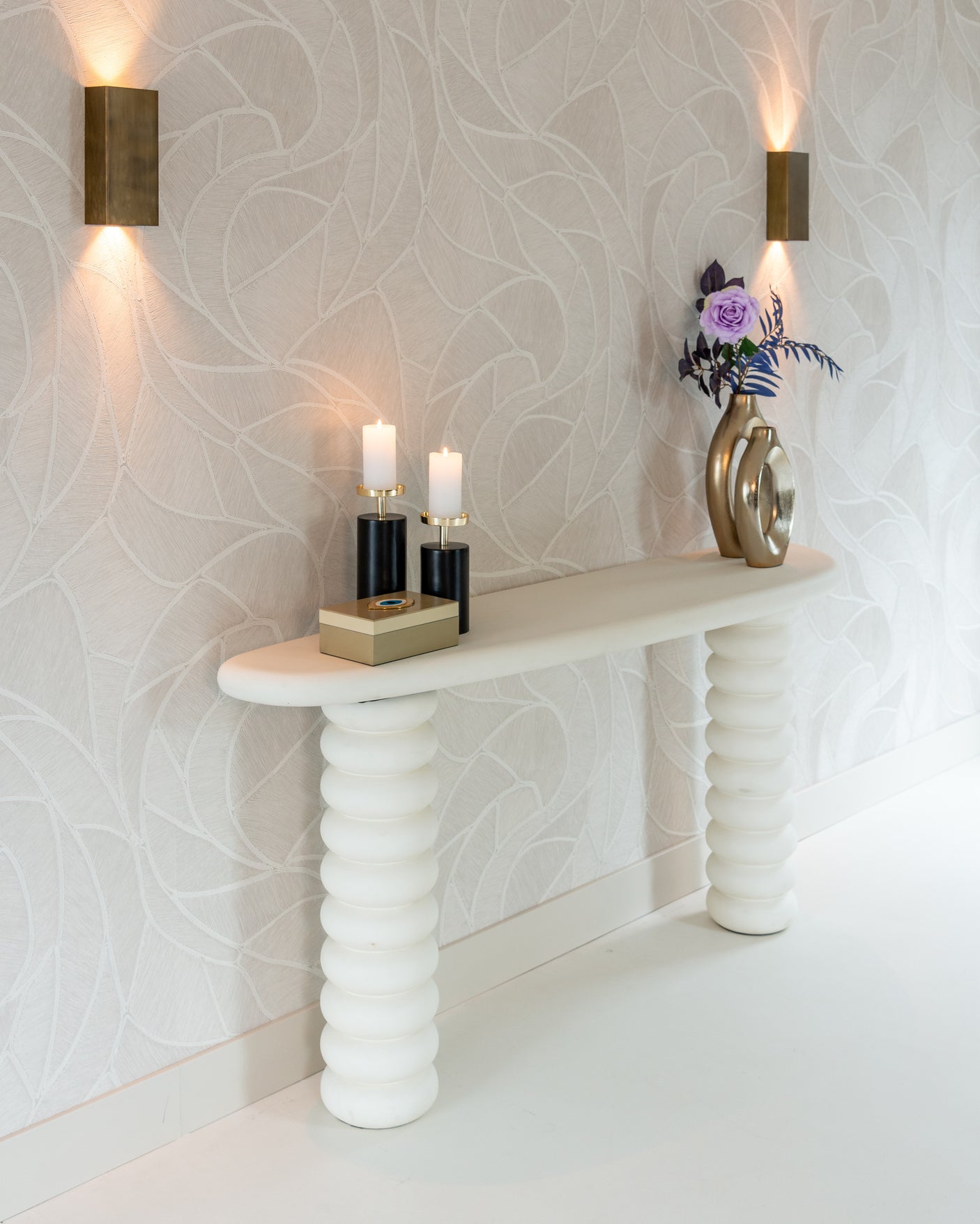 Candle holder Caya svart/gull stor Richmond Interiors Lysestake
