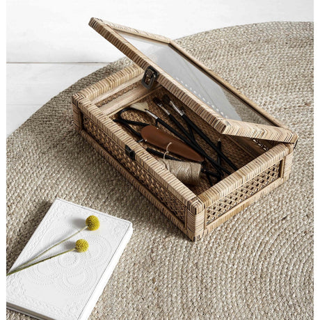 CASE rattanboks med glassåpning - 24x37 cm - natur Nordal STORAGE