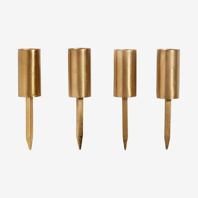 KURA lysholder i jern med spyd - h12 cm - gull finish Nordal CANDLEHOLD
