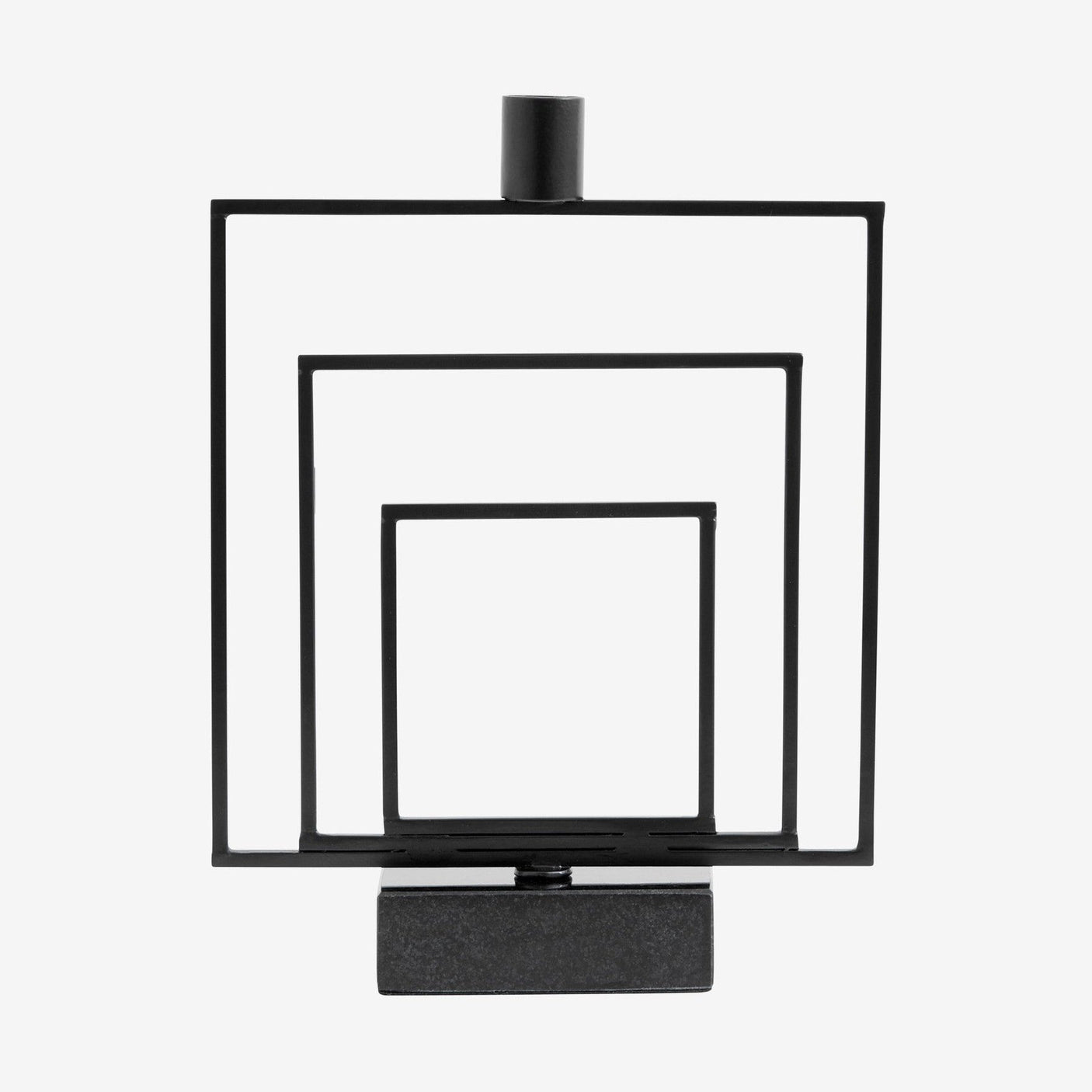 SQUARE lysestaker i jern og marmor - h27 cm - sort Nordal CANDLEHOLD