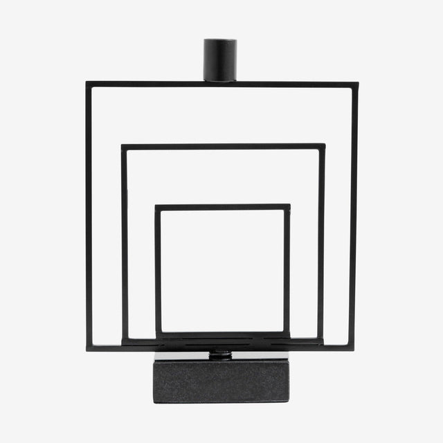 SQUARE lysestaker i jern og marmor - h27 cm - sort Nordal CANDLEHOLD