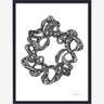 WREATH illustrasjon i blekk med ramme - 40x30 cm - svart/hvitt Nordal POSTERS