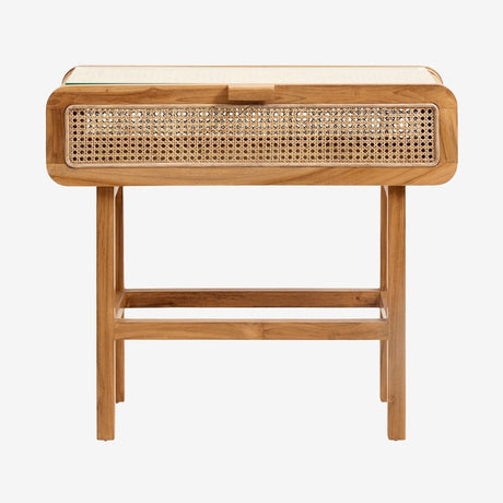 MERGE konsolbord i teak med glass - 90x35 - natur Nordal CONSOLES