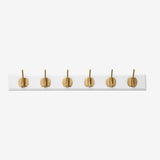 EDGY knagerække i tre med 6 brass knager - 60 cm - hvit Nordal COAT RACKS