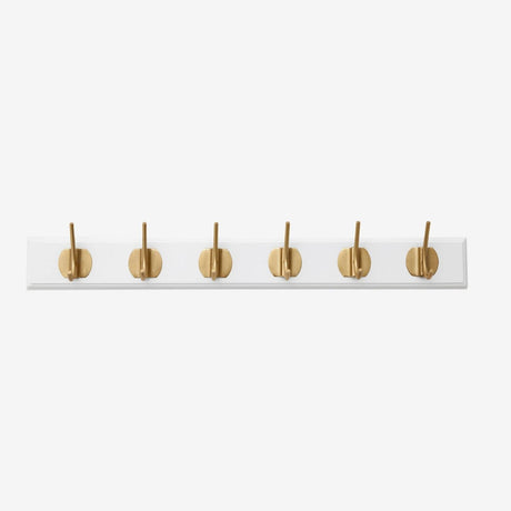 EDGY knagerække i tre med 6 brass knager - 60 cm - hvit Nordal COAT RACKS