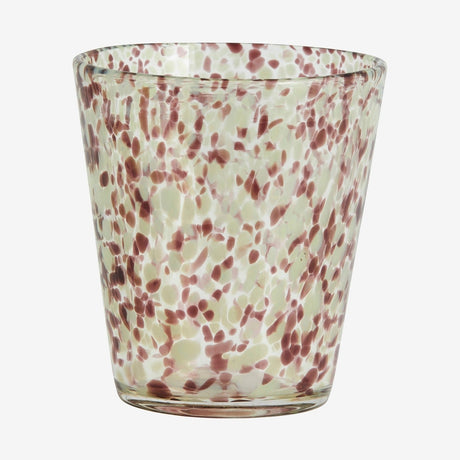 TEPIN drikkeglass med mønster - h10 cm - klart glass/brun/grønn Nordal GLASS/JUGS