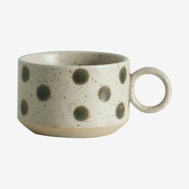 GRAINY keramisk tekopp m/hank - h5,5 cm - sand/grønn Nordal TABLEWARE