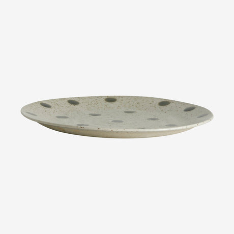 GRAINY Lunsjplaten i keramikk - ø21 cm - sand/grønn Nordal TABLEWARE