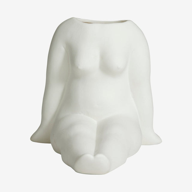 AVAJI sitting full body - keramisk vase - h16 cm - hvit Nordal VASEBOWL