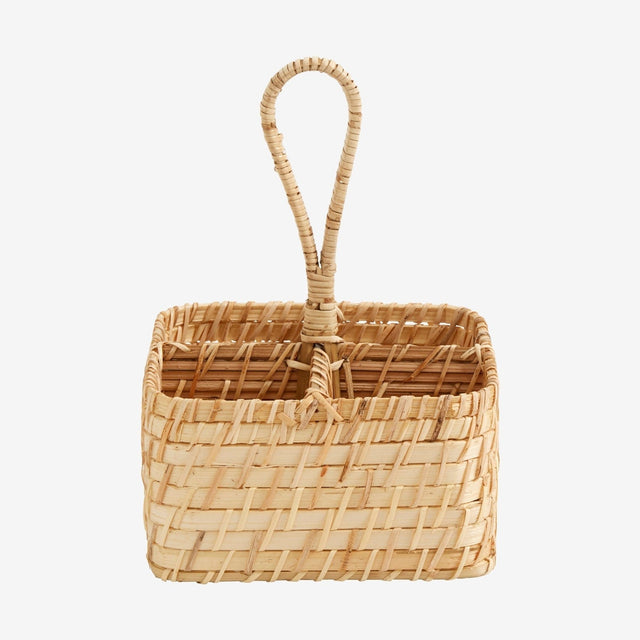 MERIAN flettebasseng med hank og 4 rom - 17x17 cm - natur Nordal STORAGE