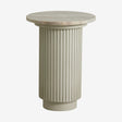 ERIE rundt sidebord i tre og marmor - ø40 cm - råhvit, brun, beige Nordal TABLES