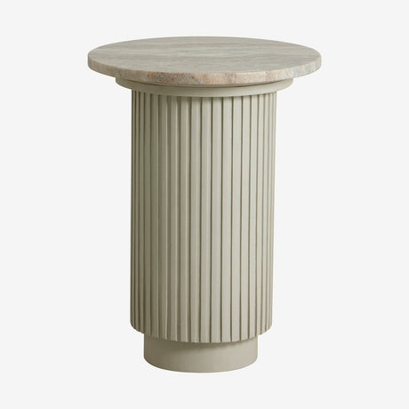 ERIE rundt sidebord i tre og marmor - ø40 cm - råhvit, brun, beige Nordal TABLES