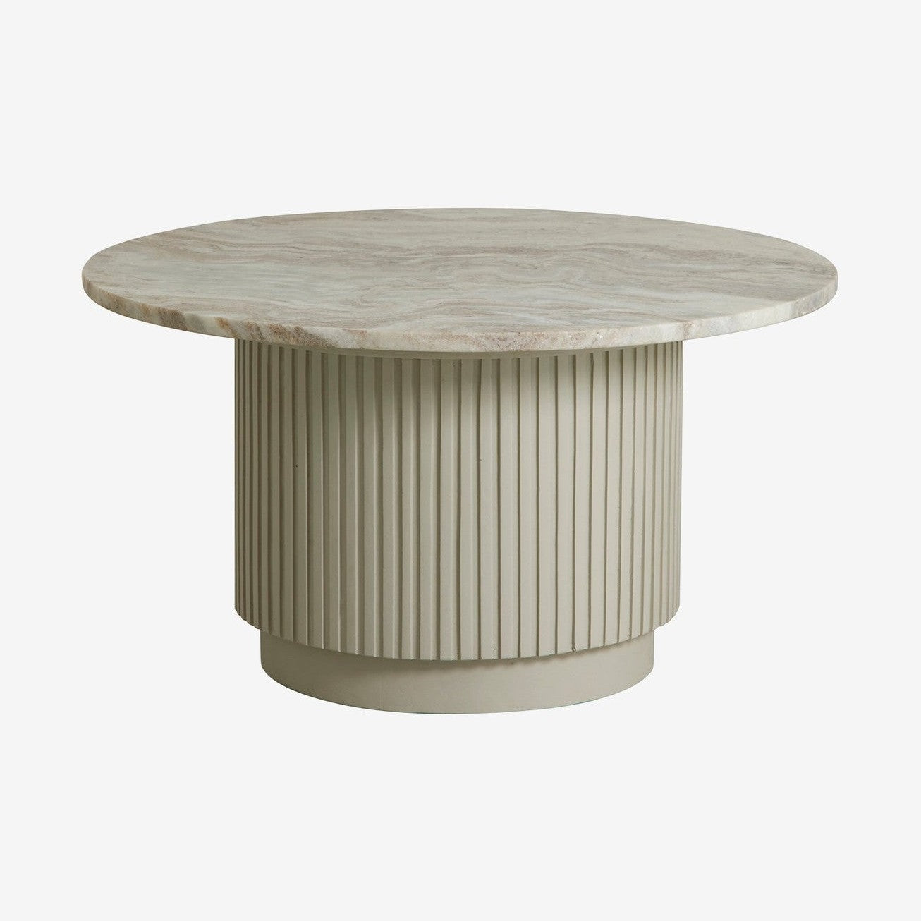 ERIE rundt sofabord i tre og marmor - ø75 cm - råhvit, brun, beige Nordal TABLES
