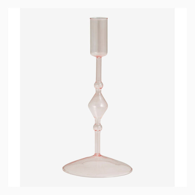 CHIROS lysestage i glass - h22 cm - lys rosa Nordal LYSESTAGER