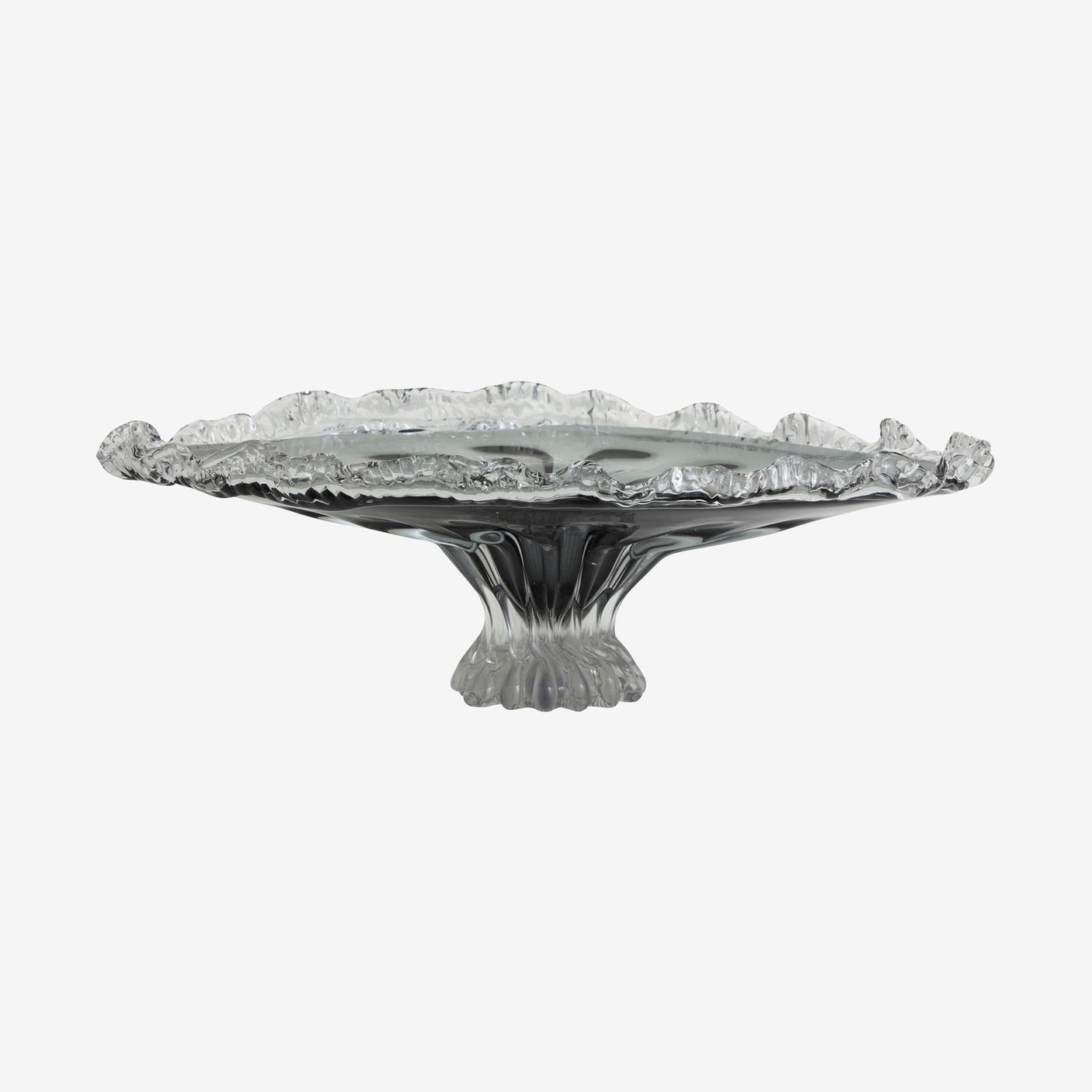 KATAJA glassfat m/bølget kant - 40x65 cm - røykfarget Nordal TRAYETAGER