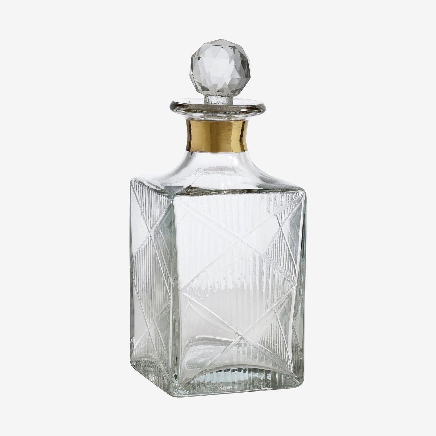 Karaffel i håndledd glass - h19 cm - gull finish - klar Nordal GLASS/JUGS