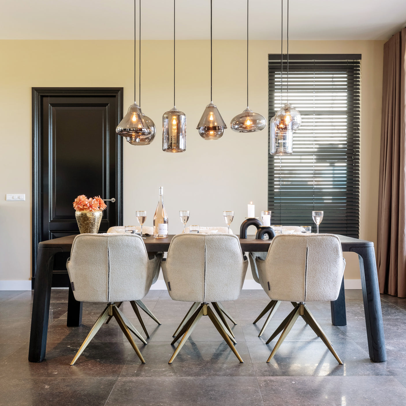 Spisestuestol Aline hvit chenille, svingbar, Richmond Interiors Spisestol