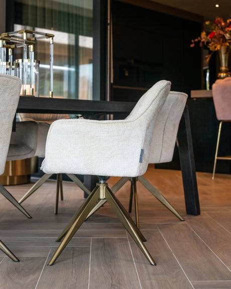 Spisestuestol Aline hvit chenille, svingbar, Richmond Interiors Spisestol