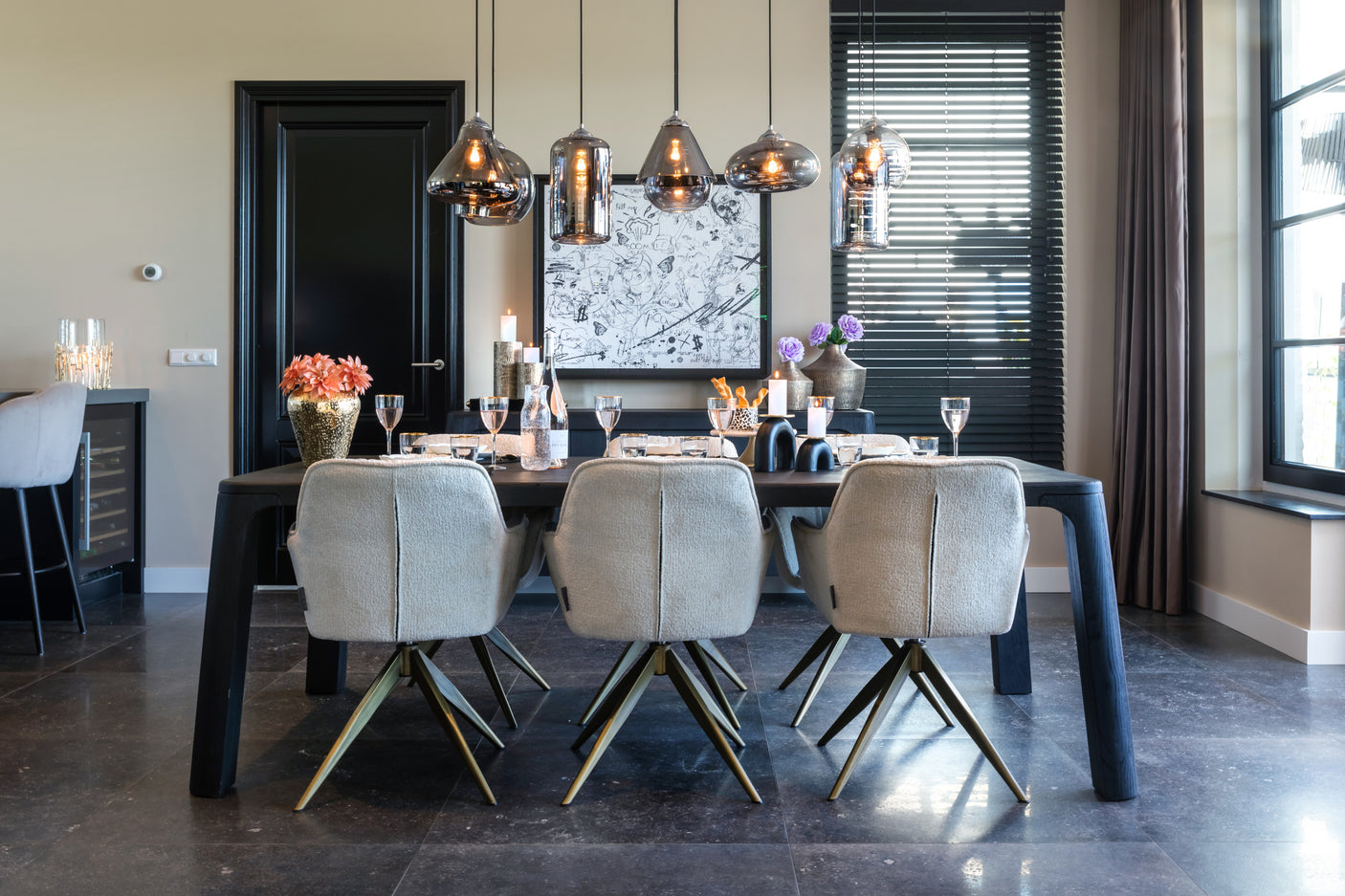 Spisestuestol Aline hvit chenille, svingbar, Richmond Interiors Spisestol