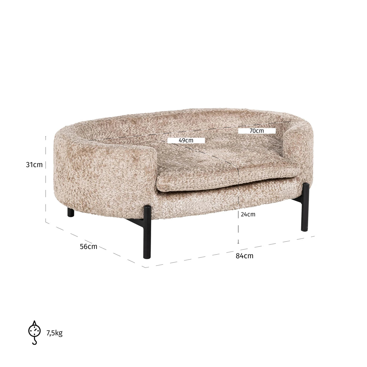 Kjæledyrseng Dolly sau naturlig Richmond Interiors Pledd