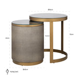 End table Bloomville messing shagreen inkl. glass sett med 2 Richmond Interiors Sidebord