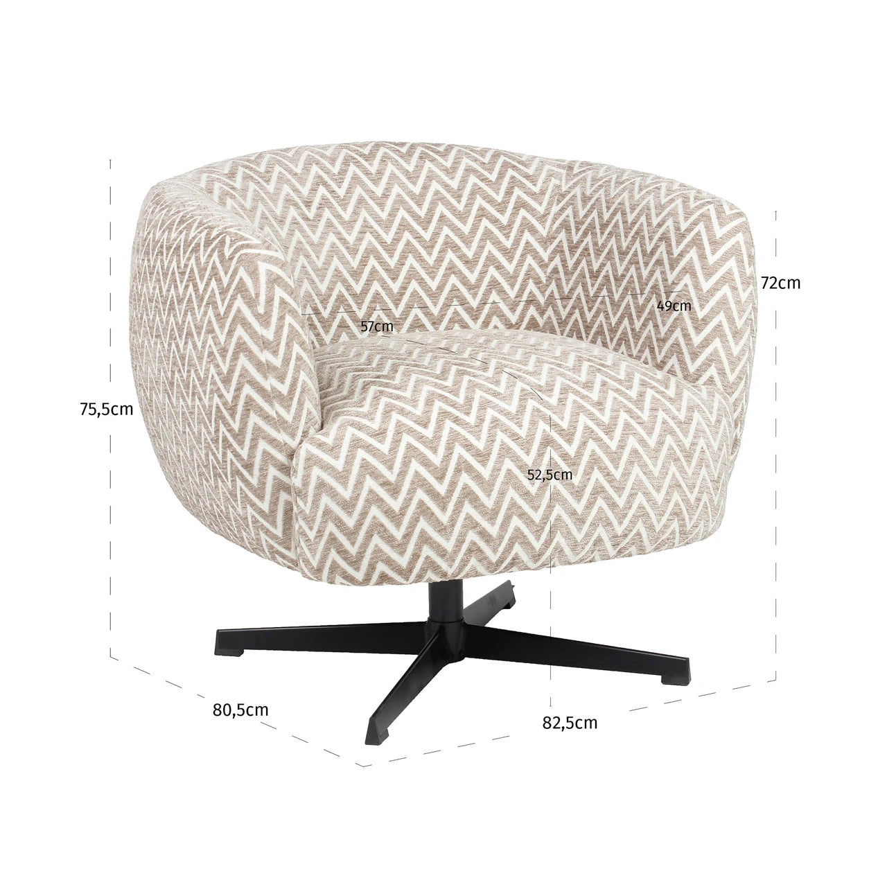 Lounge chair Estelle sand chevron swivel Richmond Interiors Lenestol