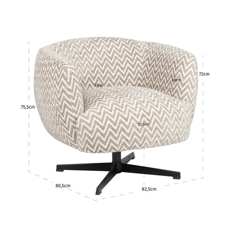 Lounge chair Estelle sand chevron swivel Richmond Interiors Lenestol