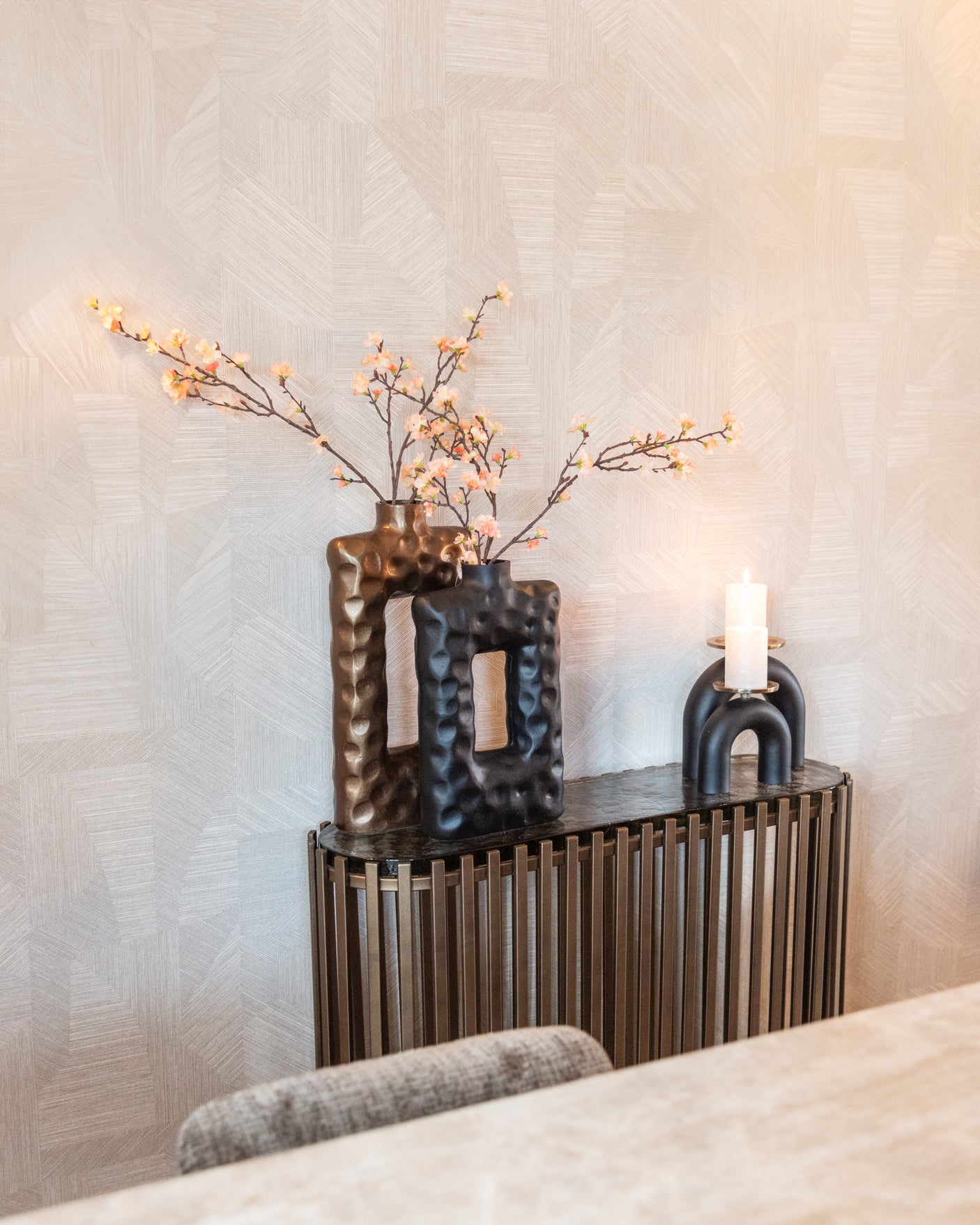 Lysestake Livi svart/gull stor Richmond Interiors Lysestake