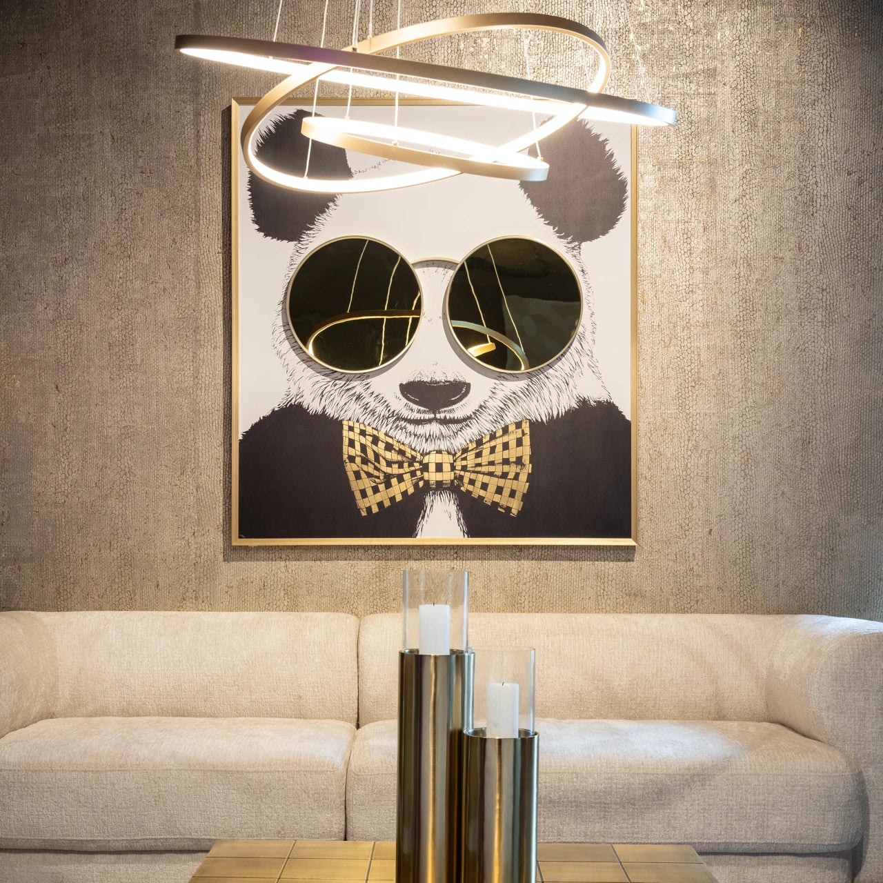 Veggkunst Panda svart/gull Richmond Interiors Bilde