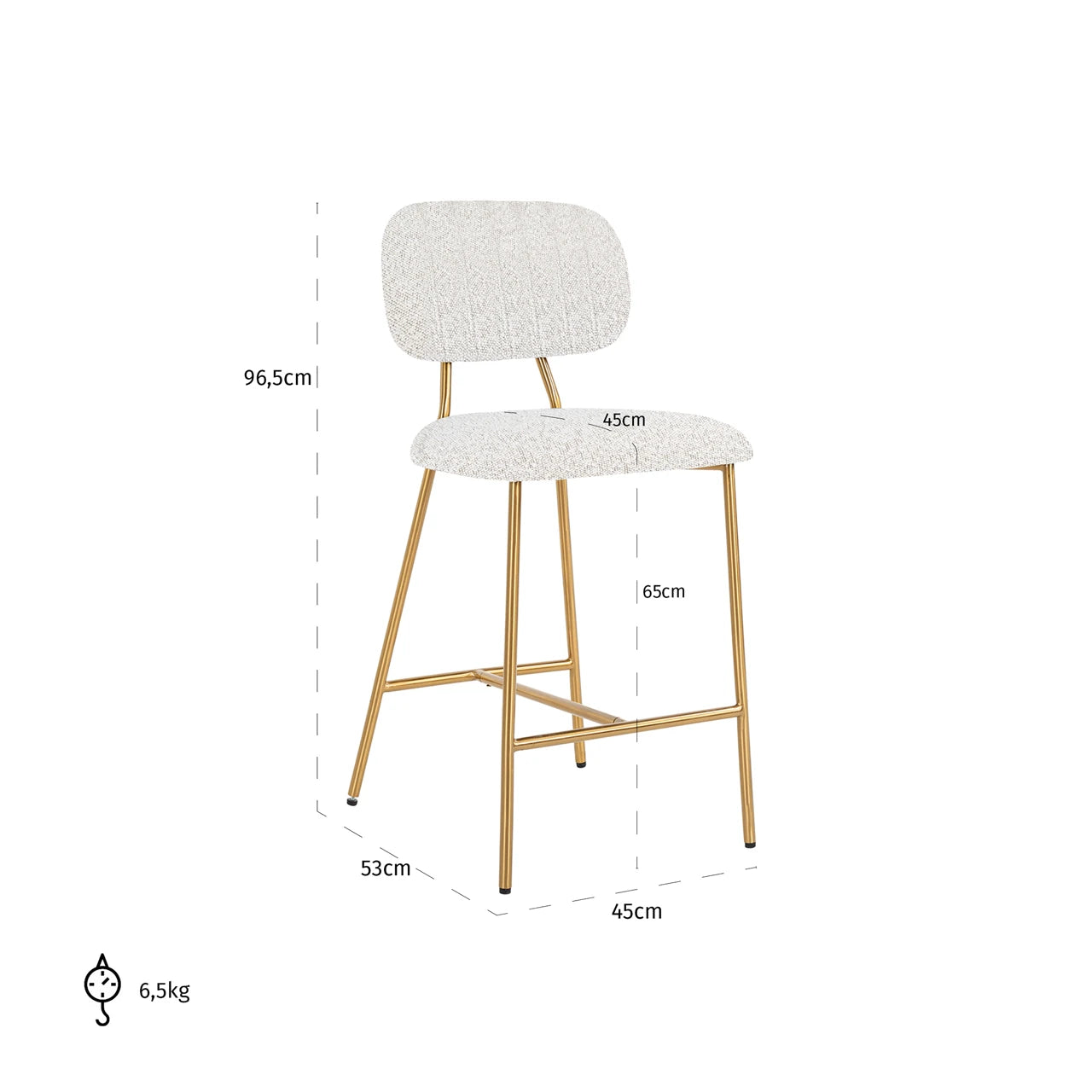Counter stool Xenia white bouclé sett med 2 Richmond Interiors Barstol