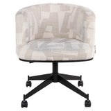Spisestol Rochenne beige grafisk svingbar på hjul Richmond Interiors Spisestol