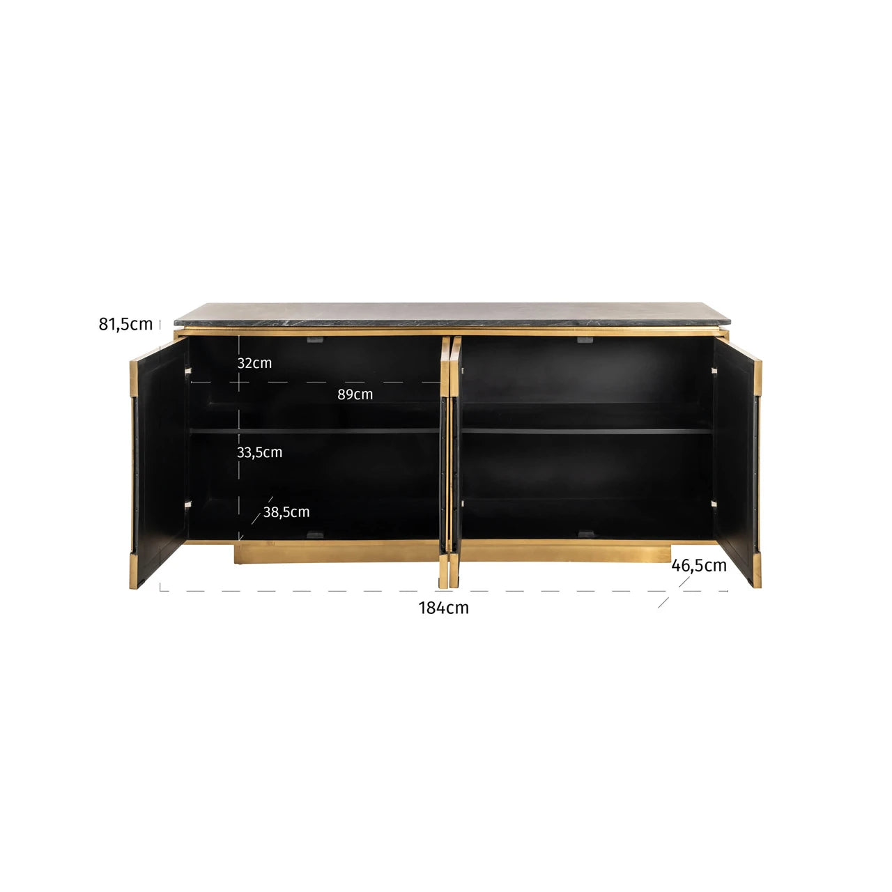 Sideboard Finsbury svart/gull Richmond Interiors Skjenk