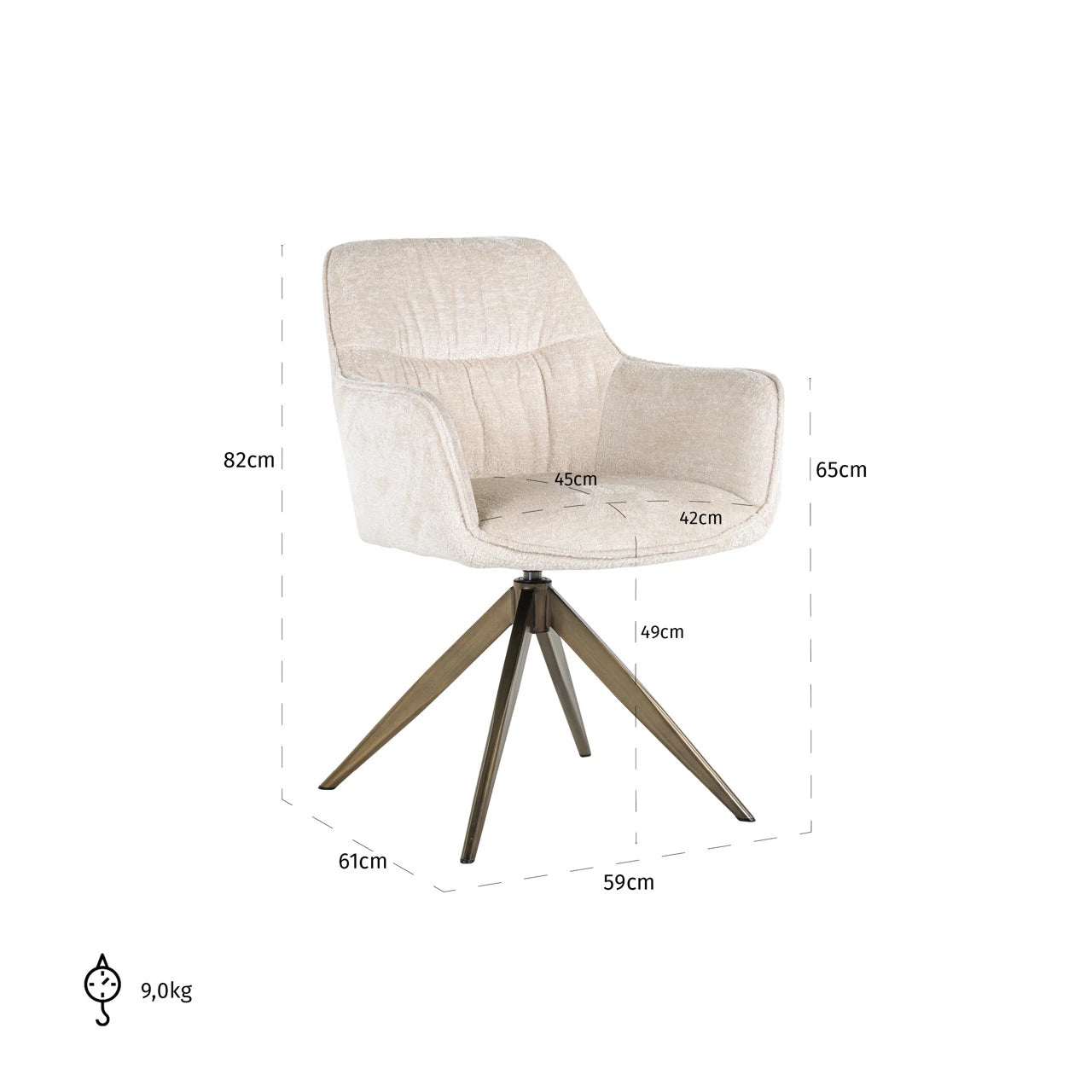 Spisestuestol Aline hvit chenille, svingbar, flammehemmende Richmond Interiors Spisestol