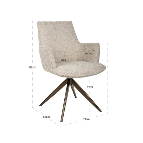 Spisestol Dakota natural chunky svingbar med armlen Richmond Interiors Spisestol