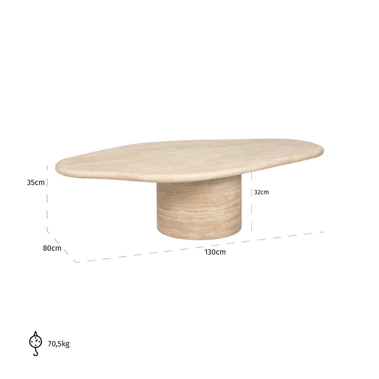 kaffebord Fictus beige 130 Richmond Interiors Sofabord