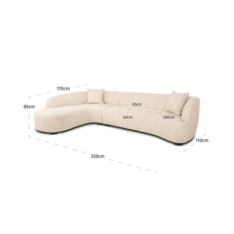 Sofa Pandora beige angora lounge left Richmond Interiors Sofa