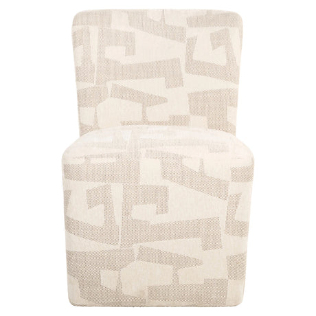 Spisestol Lorain beige grafikk på hjul Richmond Interiors Spisestol