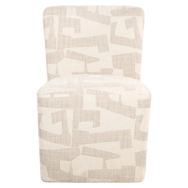 Spisestol Lorain beige grafikk på hjul Richmond Interiors Spisestol