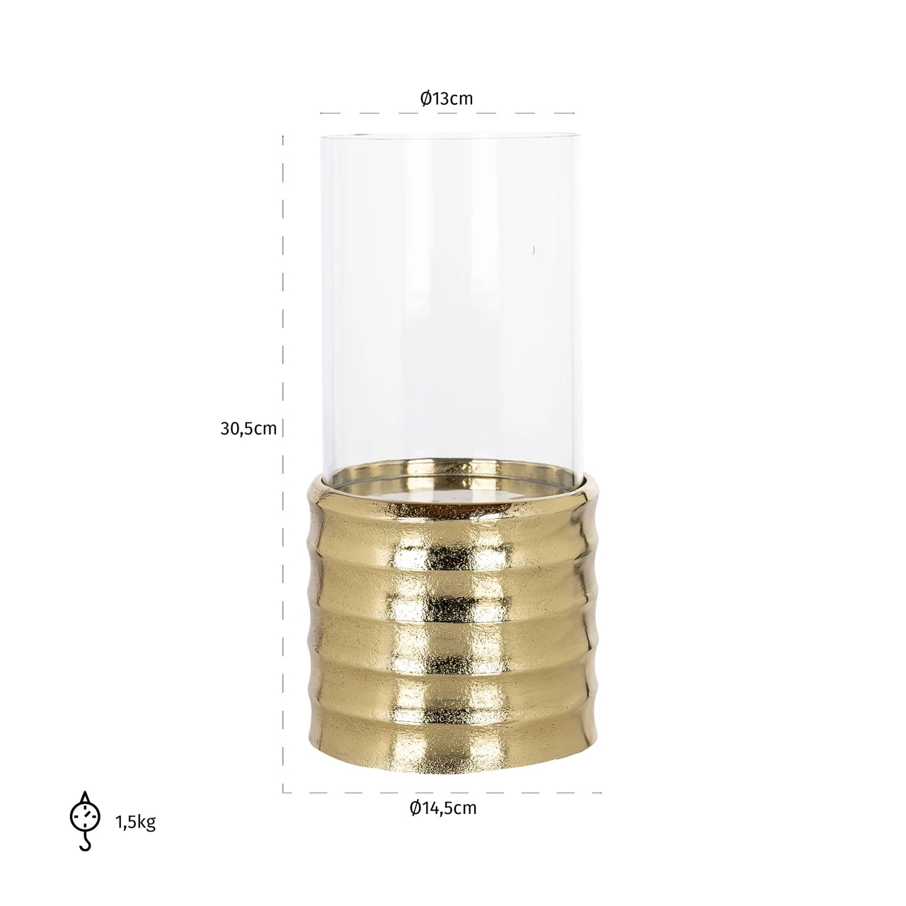 Hurricane light Bodil gull liten Richmond Interiors Lanterne og lysglass