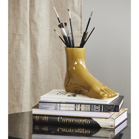 ARUBA keramisk vase - 19,5 cm - sennep Nordal VASEBOWL