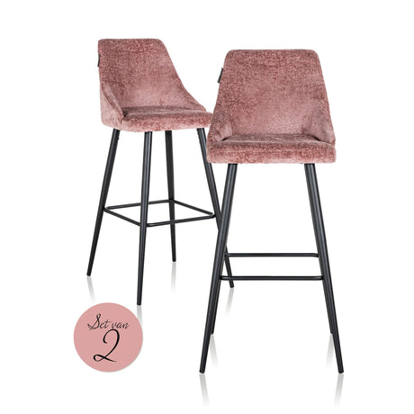 Barstol Brooke rose chenille sett med 2 Richmond Interiors Barstol